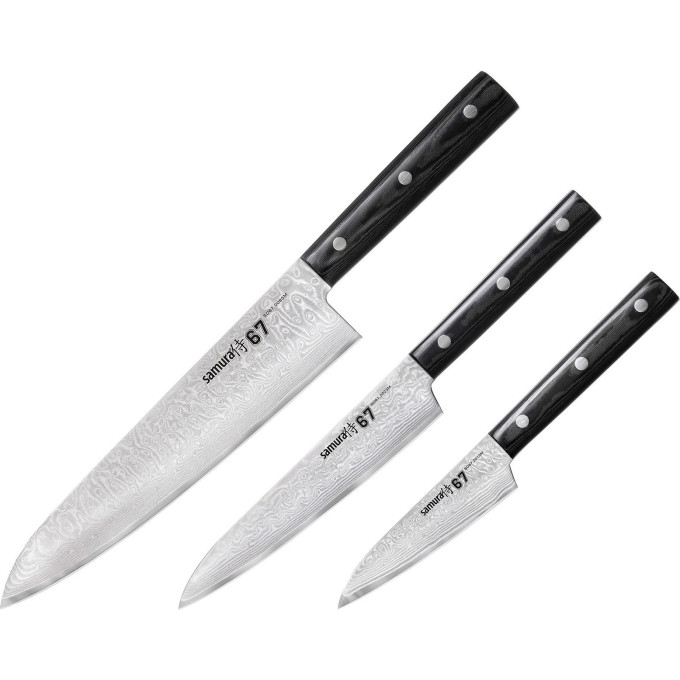 Набор из 3-х ножей SAMURA 67 DAMASCUS SD67-0220M